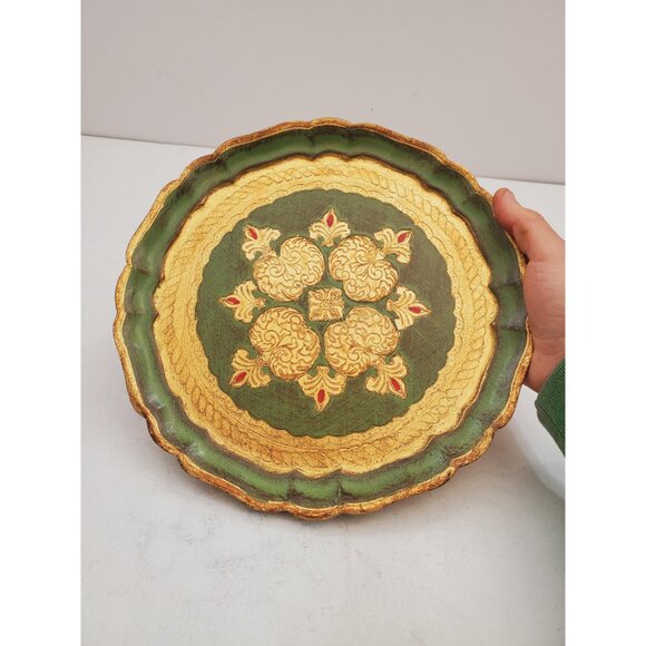 Vintage Italian Florentine Tray Decorative Gold Gild Serving Wooden Tray, Pretty - Picture 7 of 10